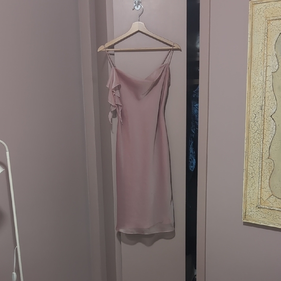 ALGO Pink Satin Slip Dress with Spaghetti Straps - Picture 3 of 7